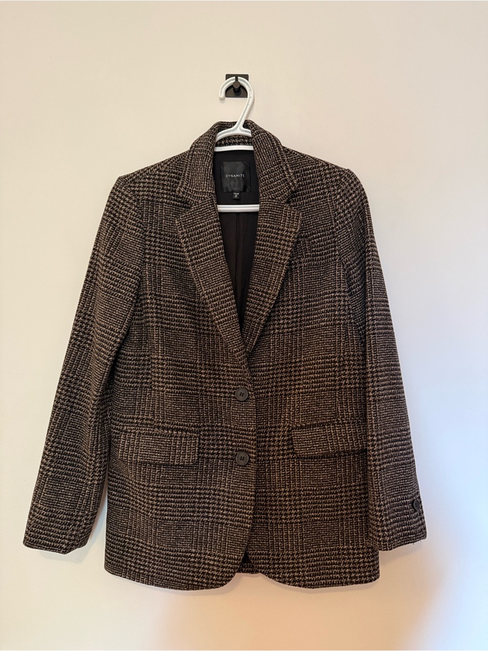 Dynamite Oversized Houndstooth Plaid Blazer